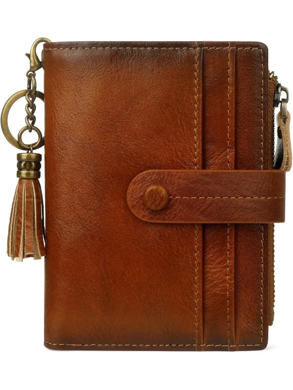 Compact RFID Blocking Leather Wallet for Women - Slim Bifold Card Holder with
